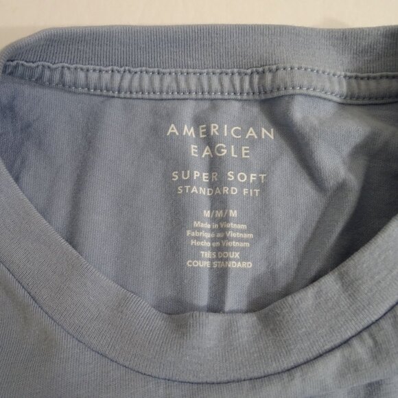 American Eagle Super Soft Standard Long Sleeve Graphic T Shirt Blue Men Size M - Picture 3 of 8